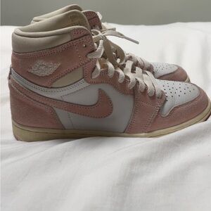 Jordan Pink and Cream High-Top Sneakers